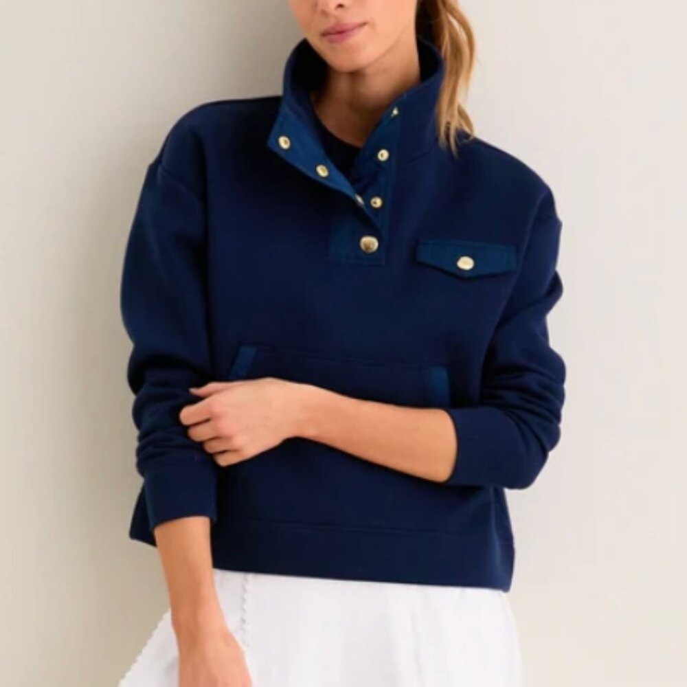 Tnuck Sport Navy Snap Neck Bailey Pullover - Size M - Picture 6 of 6